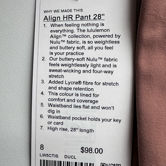 Lululemon Align HR 28” size 8 Dusty Clay - Picture 3 of 5